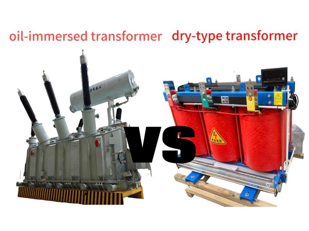High-efficiency oil-immersed transformer and dry-type transformer comparison, showcasing Taishan Transformer’s innovative electrical solutions for power distribution and energy efficiency.